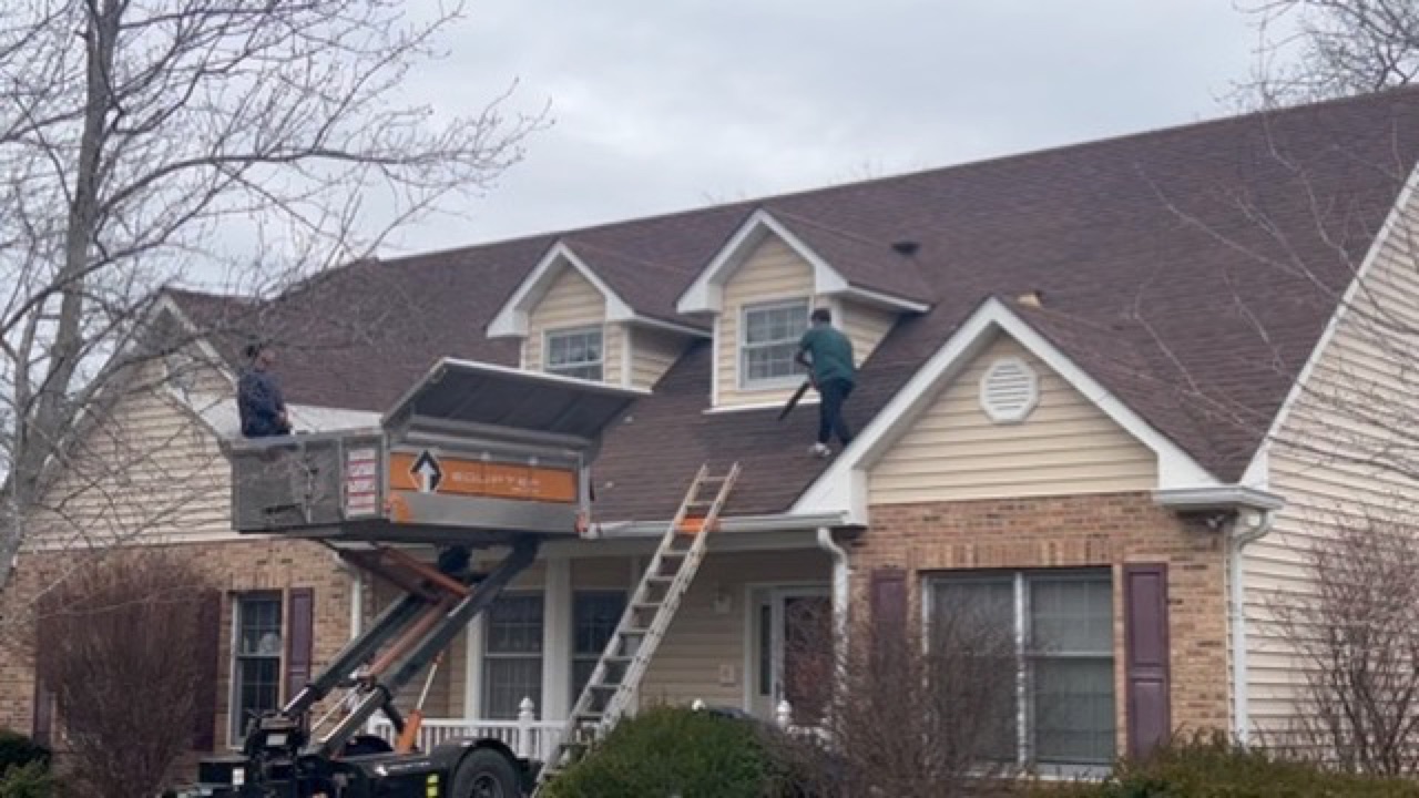 Emmendorfer crew on a full exterior roofing and siding job